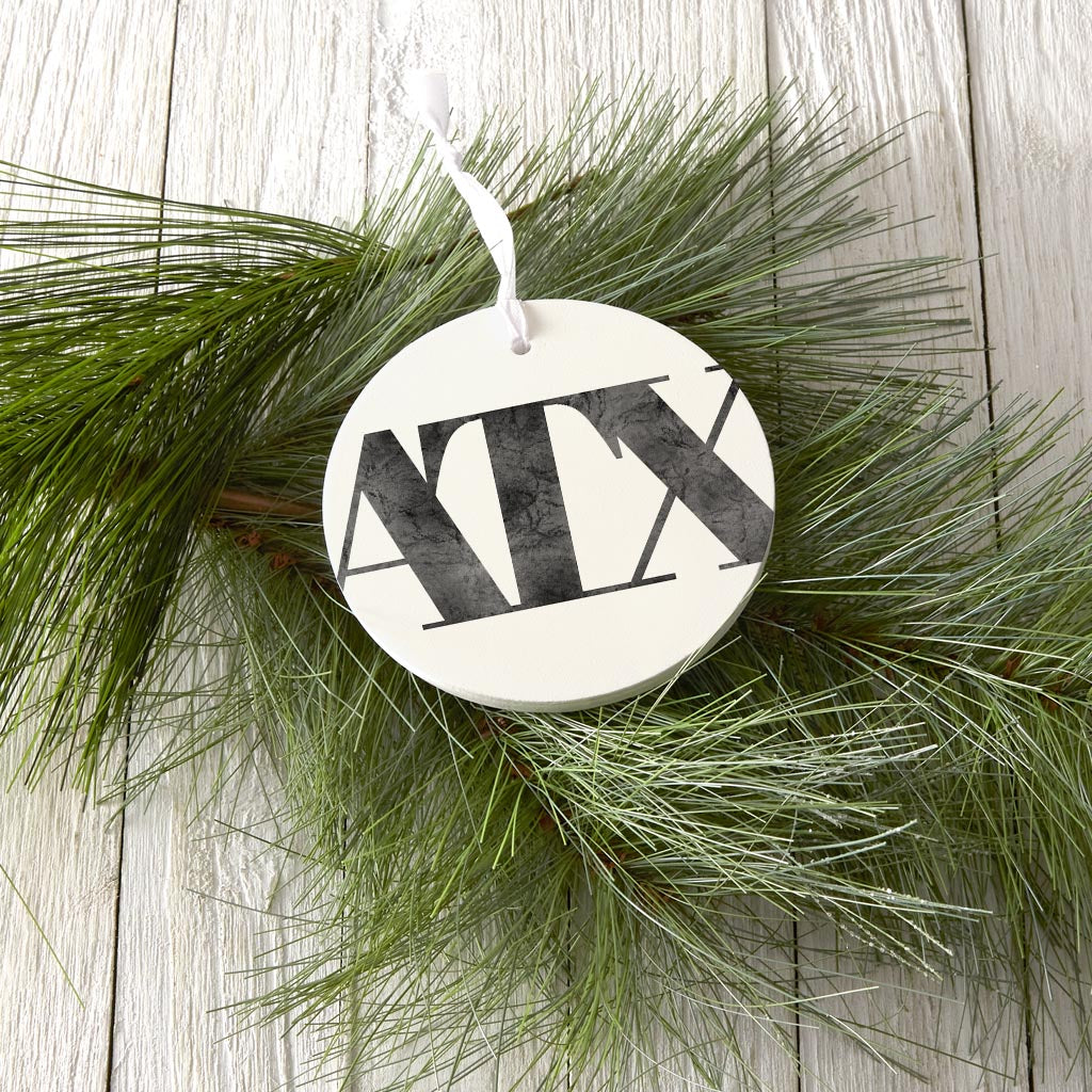 Minimalistic B&W Texas Austin White Initials | Wood Ornament | Eaches | Min 6