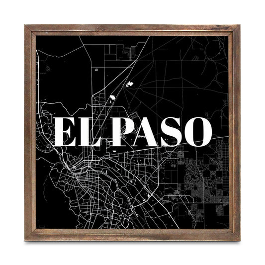 Minimalistic B&W Texas El Paso Map | Wood Sign | Eaches | Min 1