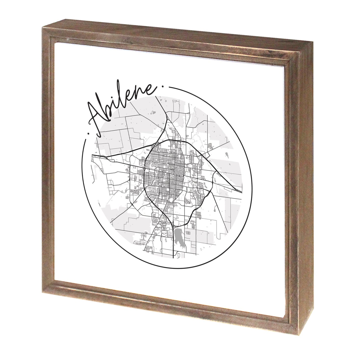 Minimalist B&W Texas Abilene Circle Map | Wood Sign | Eaches | Min 1