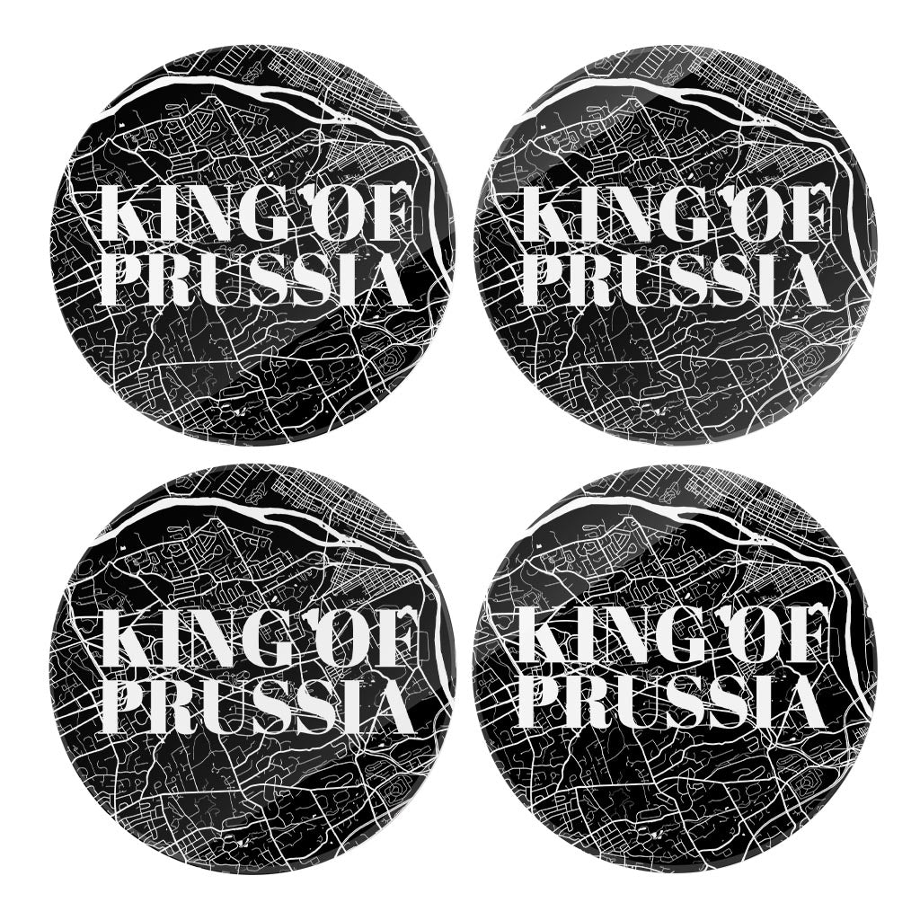 Minimalistic B&W Pennsylvania King Of Prussia Map | Hi-Def Glass Coasters | Set of 4 | Min 2