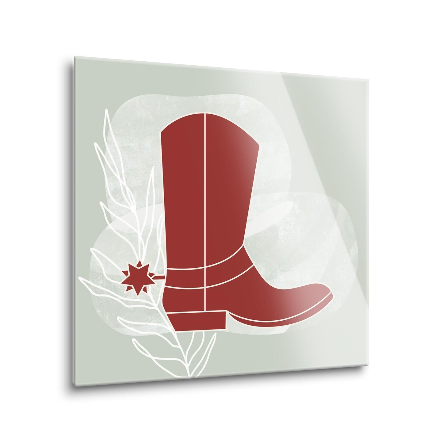 Modern Minimalist Oklahoma Boot | Hi-Def Glass Art | Eaches | Min 2