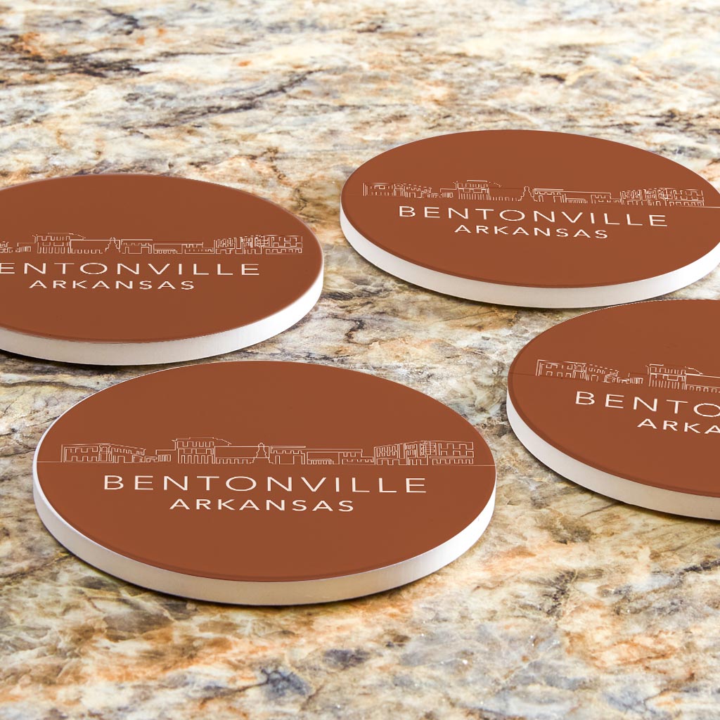 Modern Minimalist Arkansas Bentonville Skyline State | Absorbent Coasters | Set of 4 | Min 2