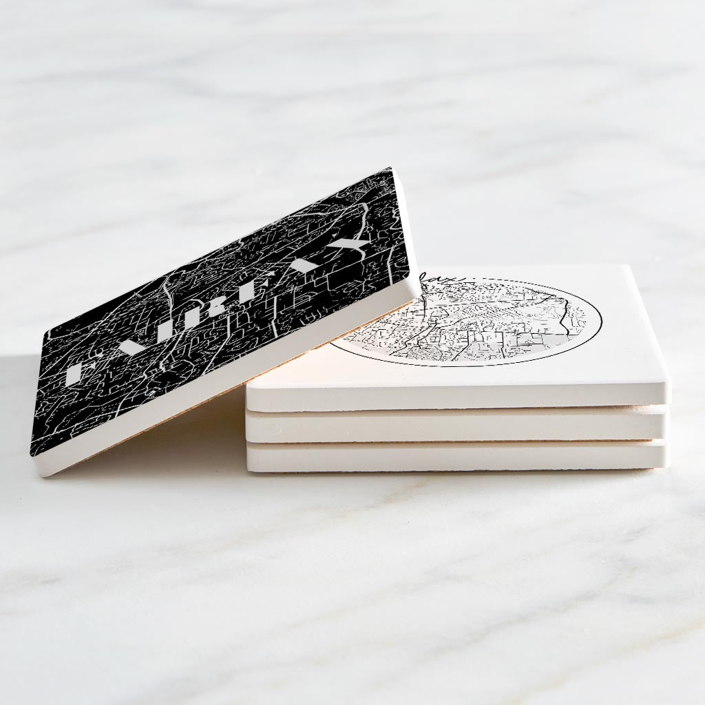 Minimalistic B&W Virginia Fairfax Maps | Absorbent Coasters | Set of 4 | Min 2