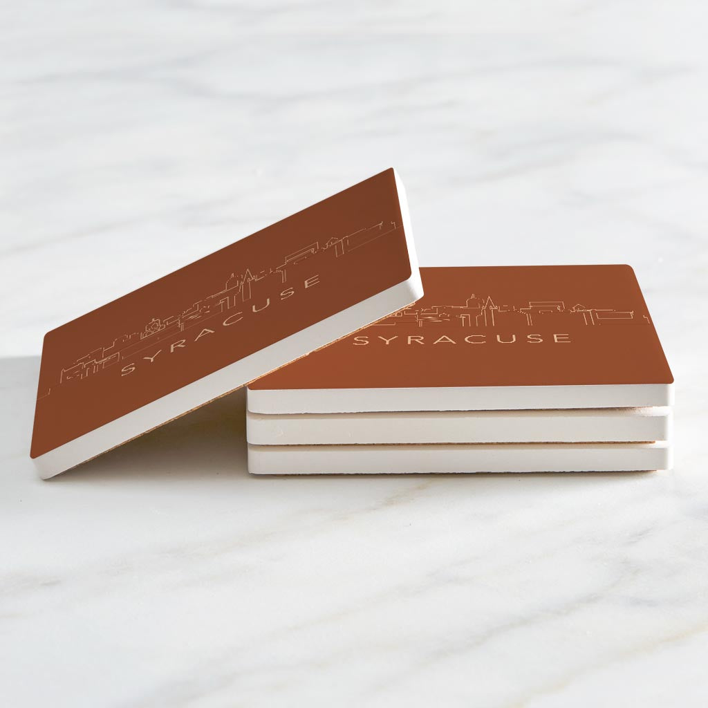 Modern Minimalist New York Syracuse Skyline | Absorbent Coasters | Set of 4 | Min 2