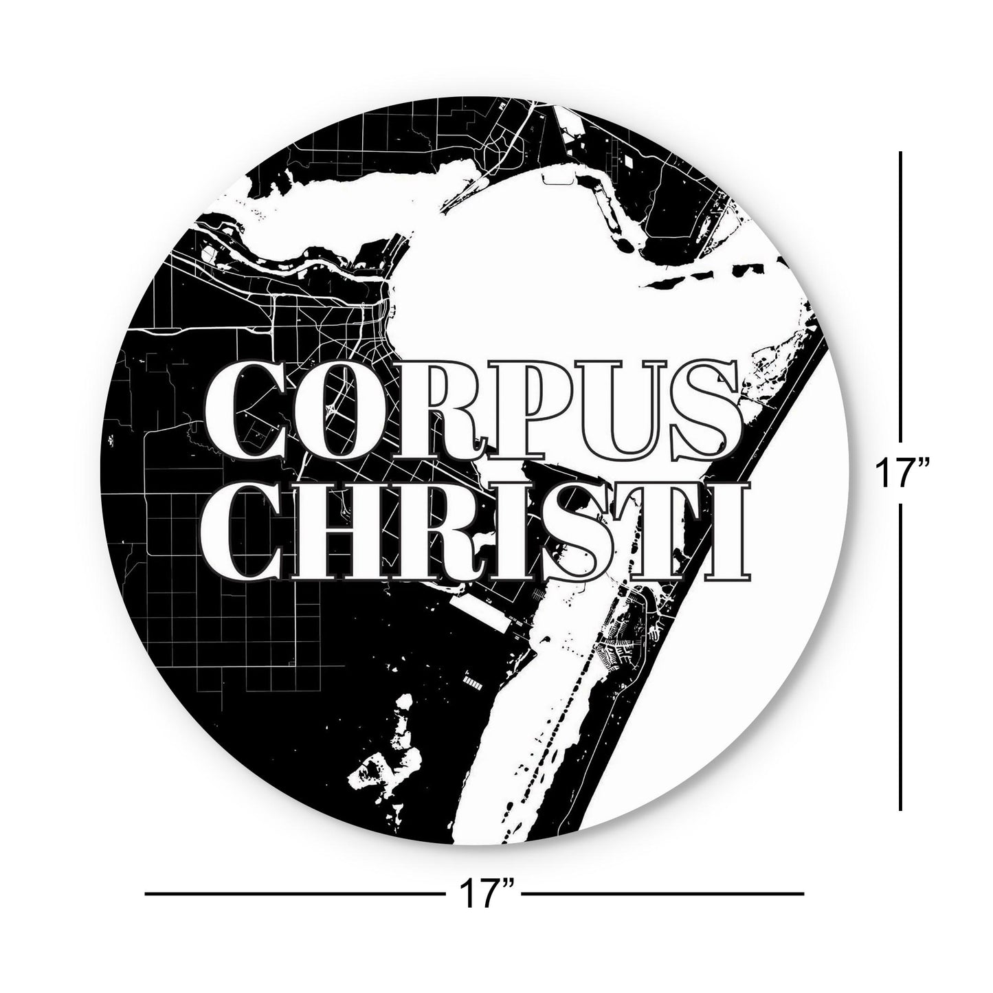 Minimalistic B&W Texas Corpus Christi Map | Wood Sign | Eaches | Min 1