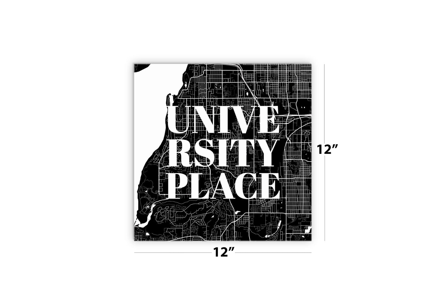 Minimalistic B&W Washington University Place Map | Wood Sign | Eaches | Min 2