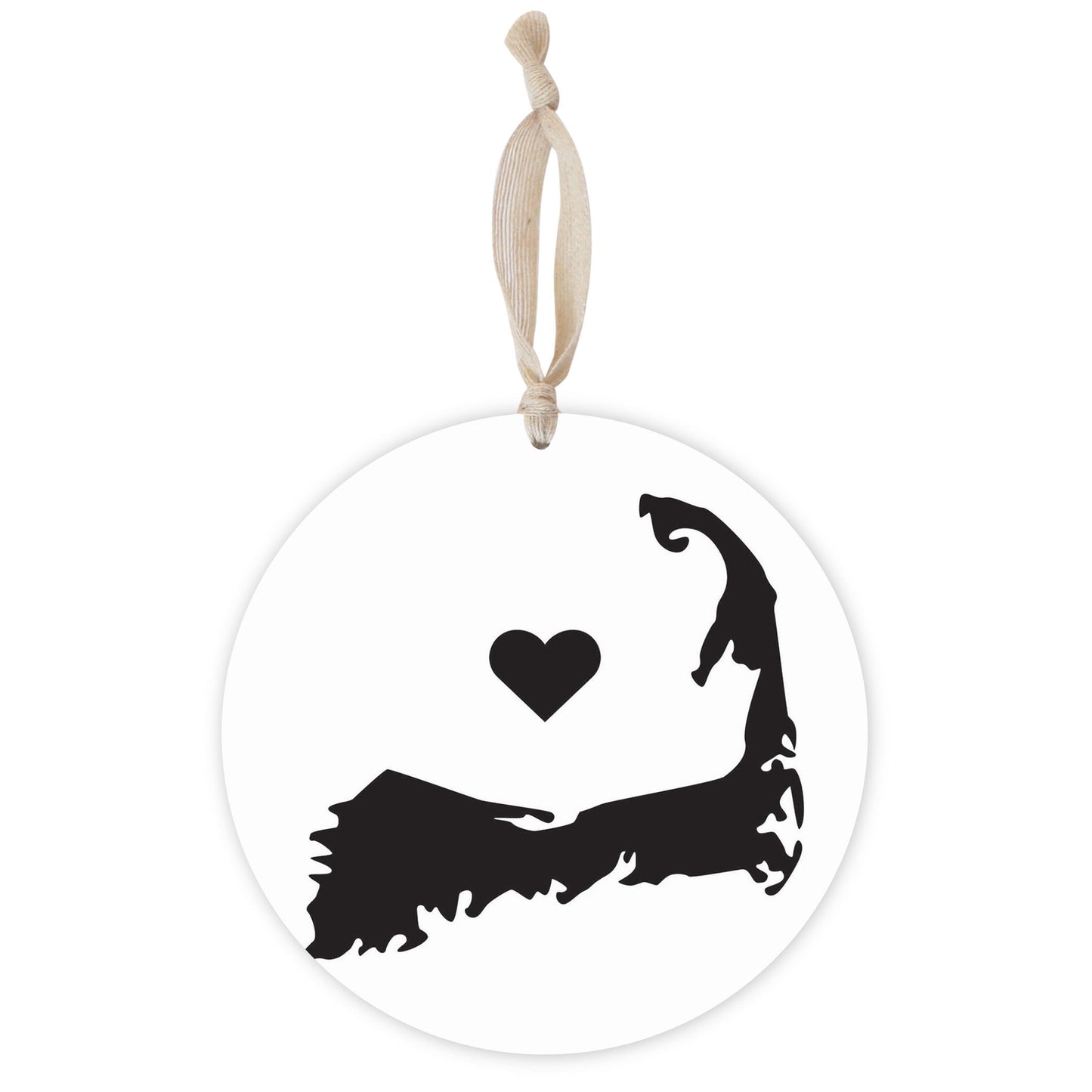 Minimalistic B&W Cape Cod With Heart | Wood Ornament | Eaches | Min 1