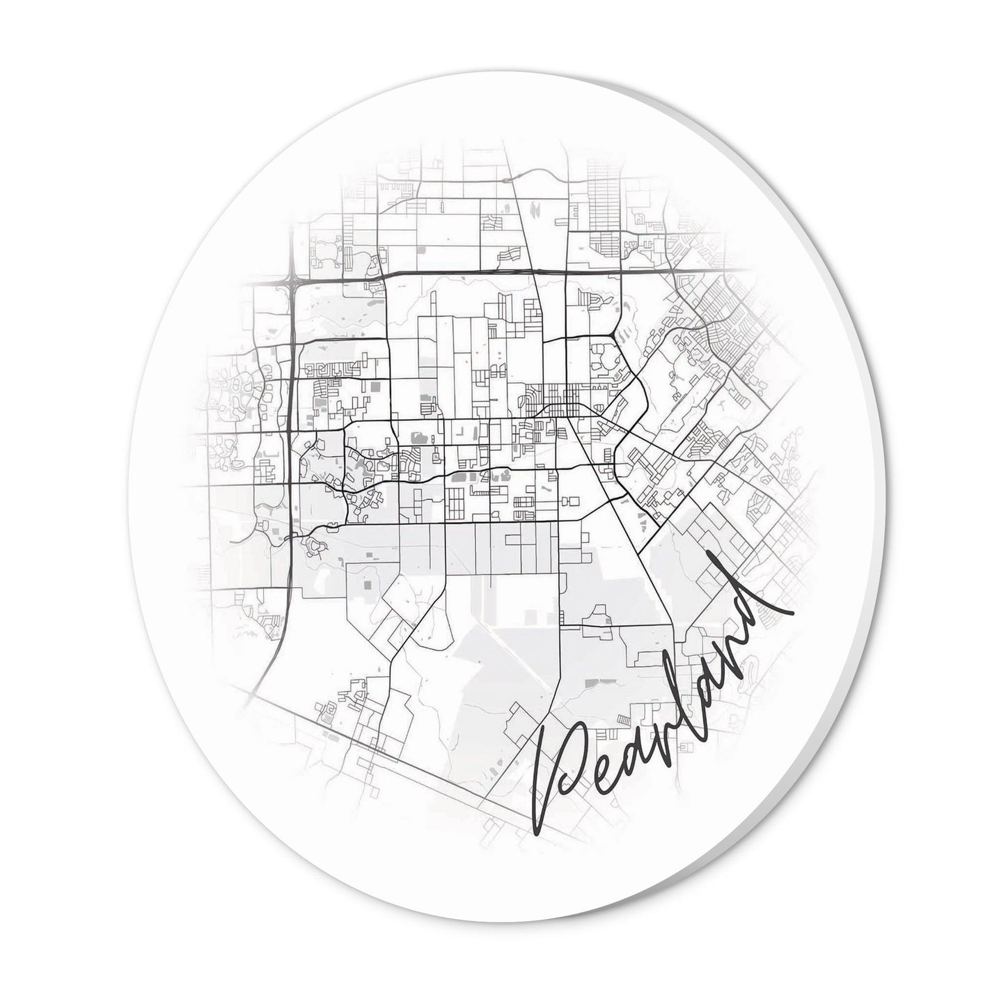 Minimalistic B&W Texas Pearland City Circle Map | Wood Sign | Eaches | Min 1