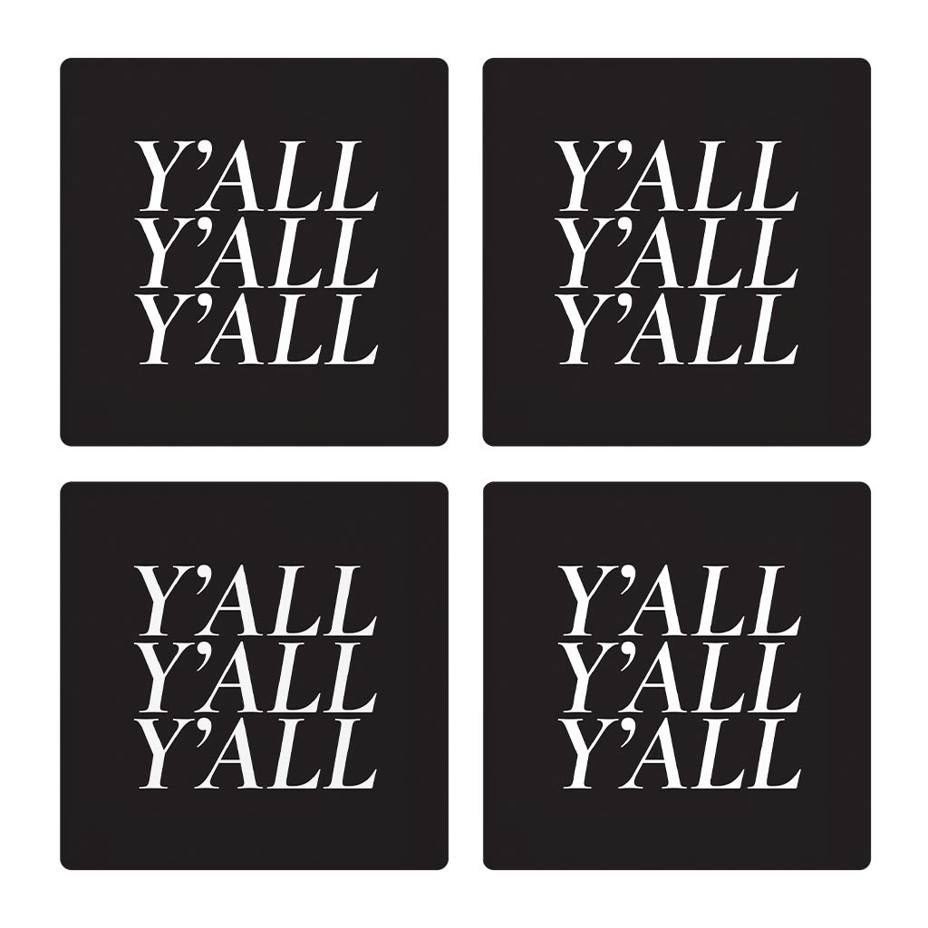 Minimalistic B&W Texas Yall | Absorbent Coasters | Set of 4 | Min 2