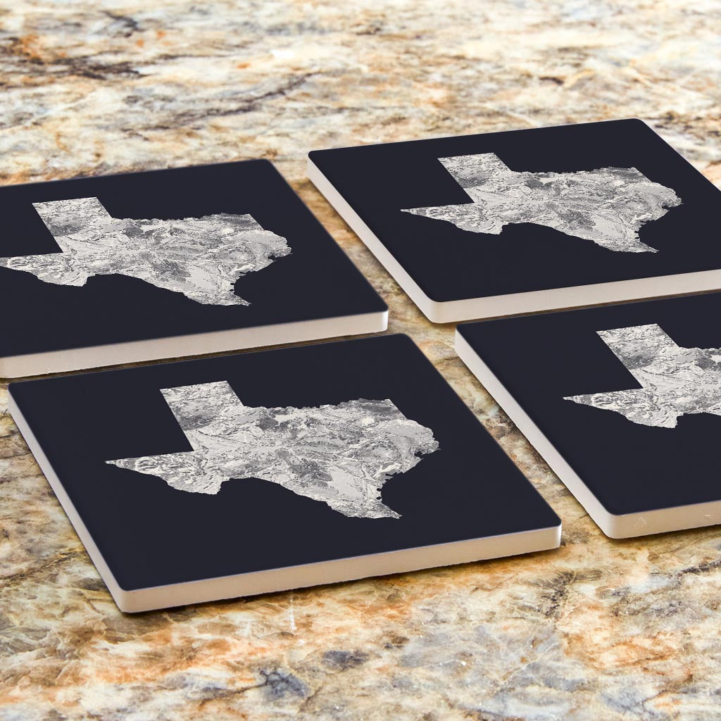 Modern Minimalist Texas Metal State Shape | Absorbent Coasters | Set of 4 | Min 2