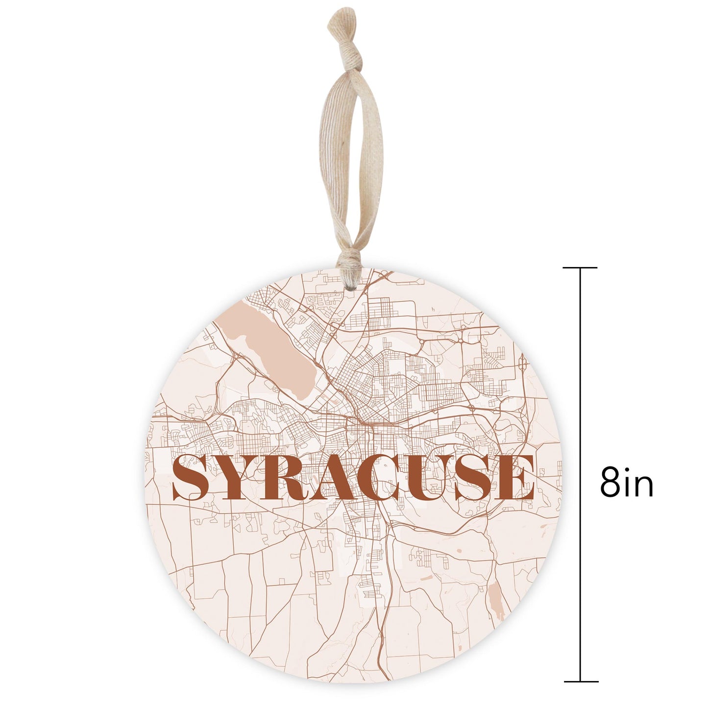 Modern Minimalist New York Syracuse Map | Wood Ornament | Eaches | Min 1