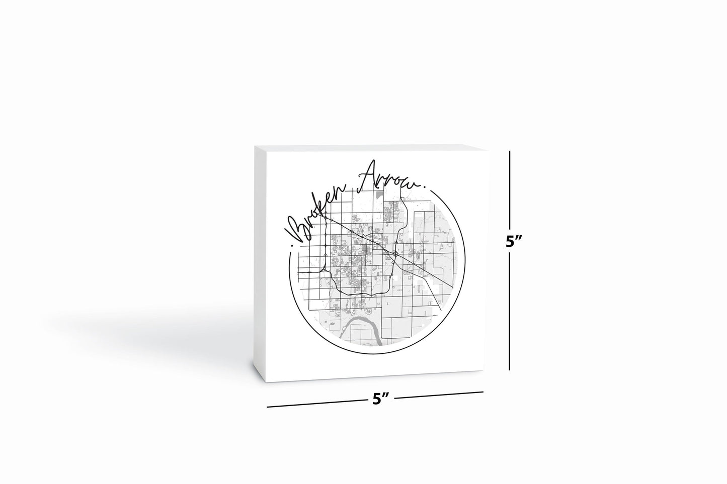 Modern Oklahoma Broken Arrow Map | Wood Block | Eaches | Min 4