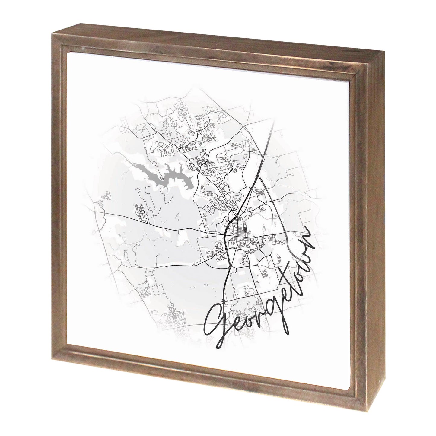 Minimalistic B&W Texas Georgetown Circle Map | Wood Sign | Eaches | Min 1