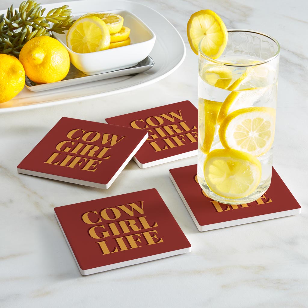 Modern Minimalist Oklahoma Cowgirl Life | Absorbent Coasters | Set of 4 | Min 2