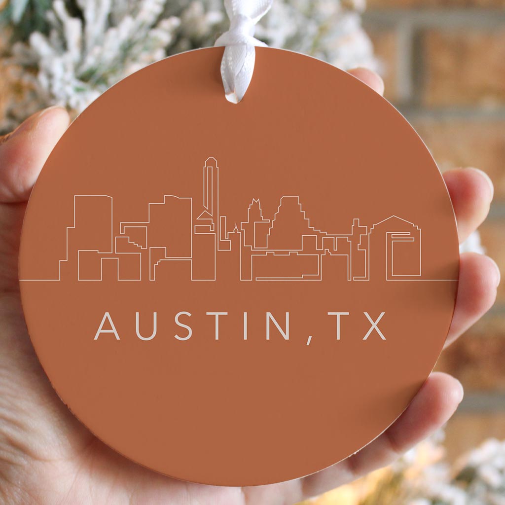 Modern Minimalist Texas Austin Skyline | Wood Ornament | Eaches | Min 6