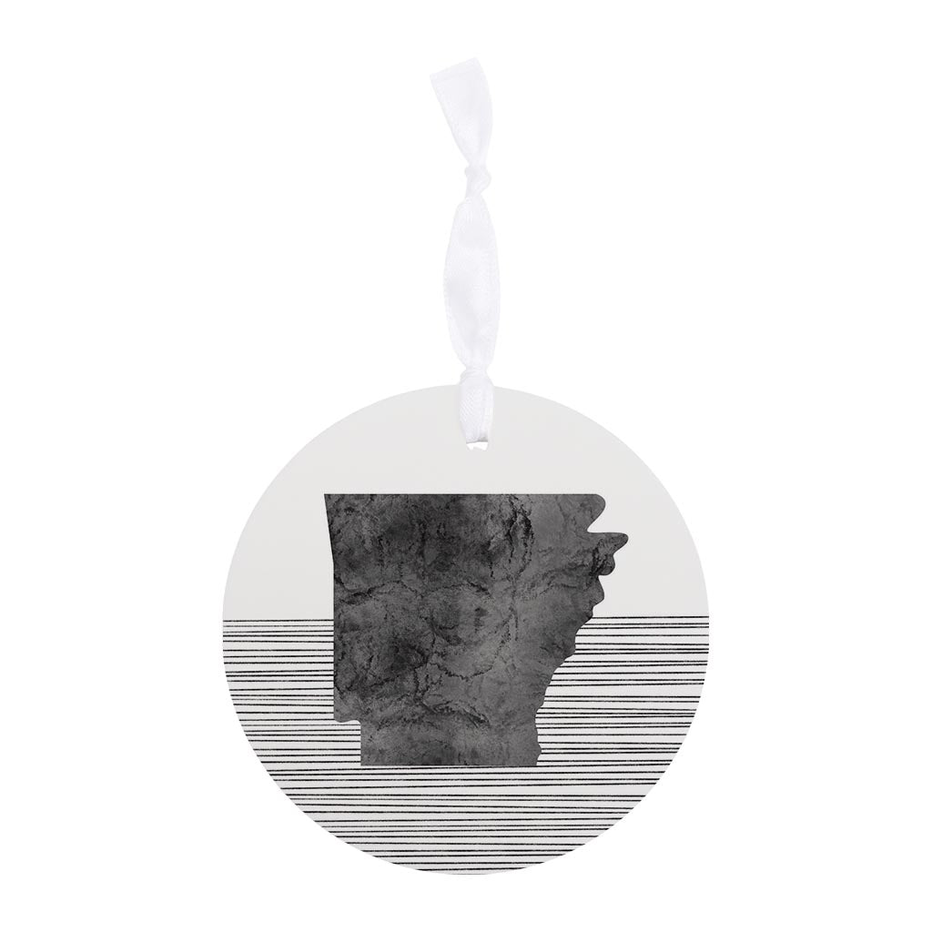 B&W Minimalist Arkansas Lines | Wood Ornament | Eaches | Min 6