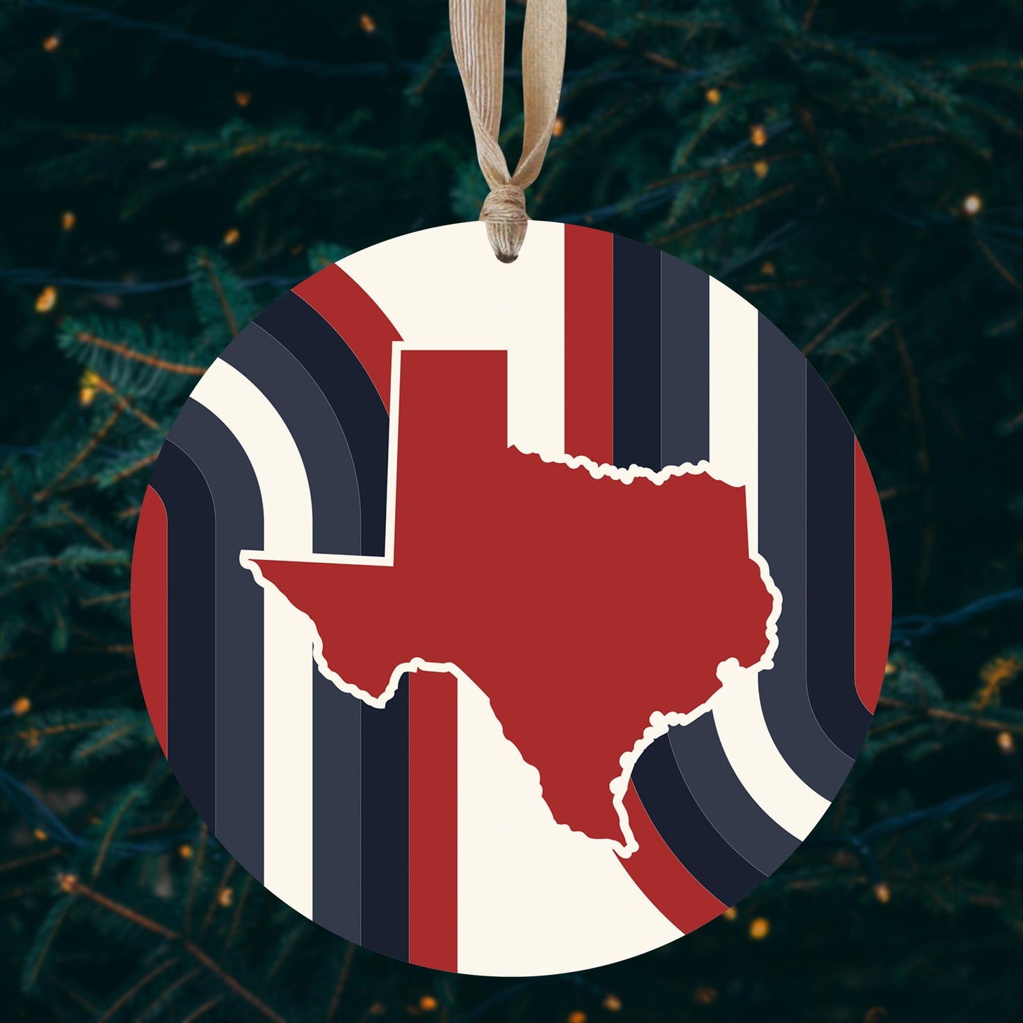 Modern Minimalist Texas Colors Retro Shape | Wood Ornament | Eaches | Min 1