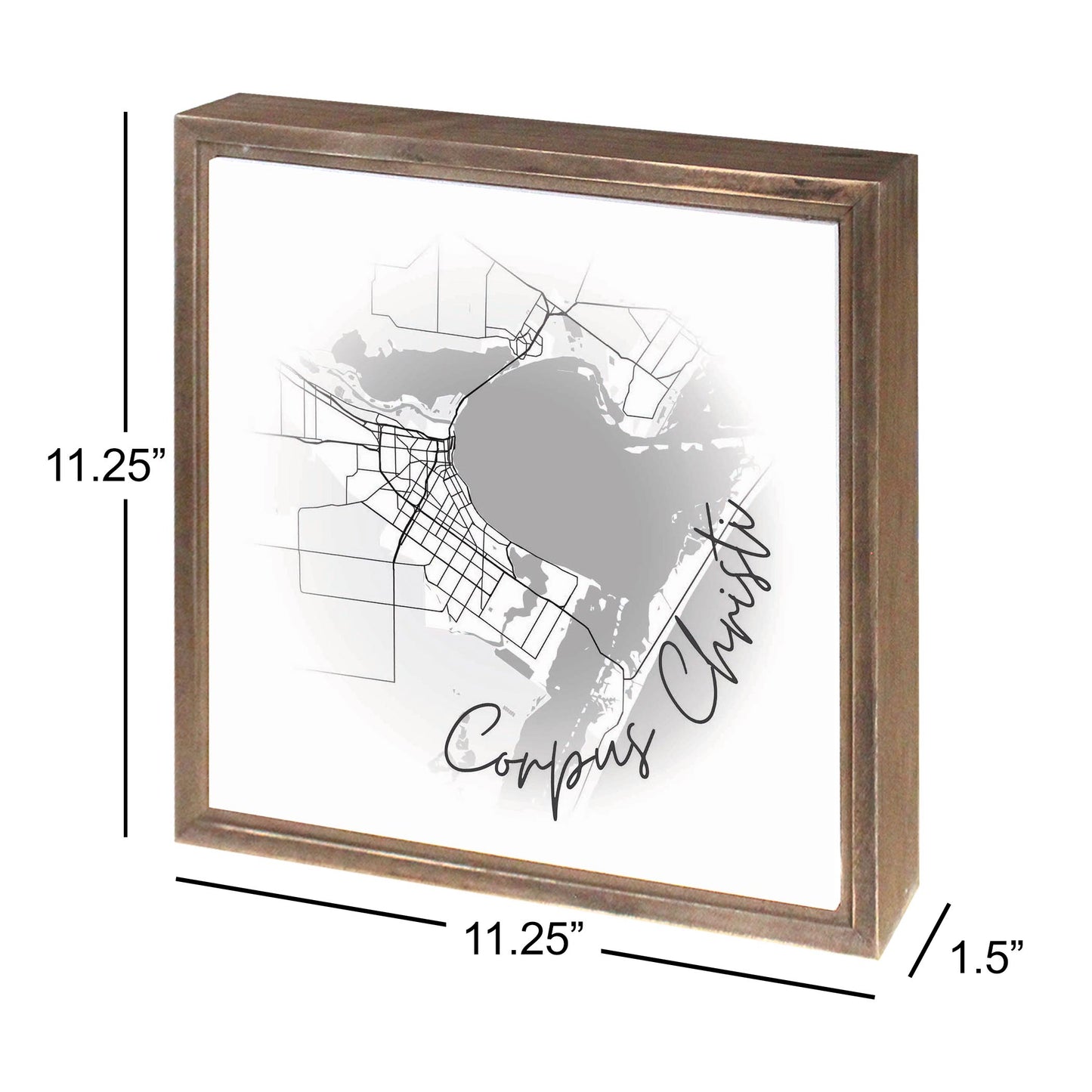 Minimalistic B&W Texas Corpus Christi Circle Map | Wood Sign | Eaches | Min 1