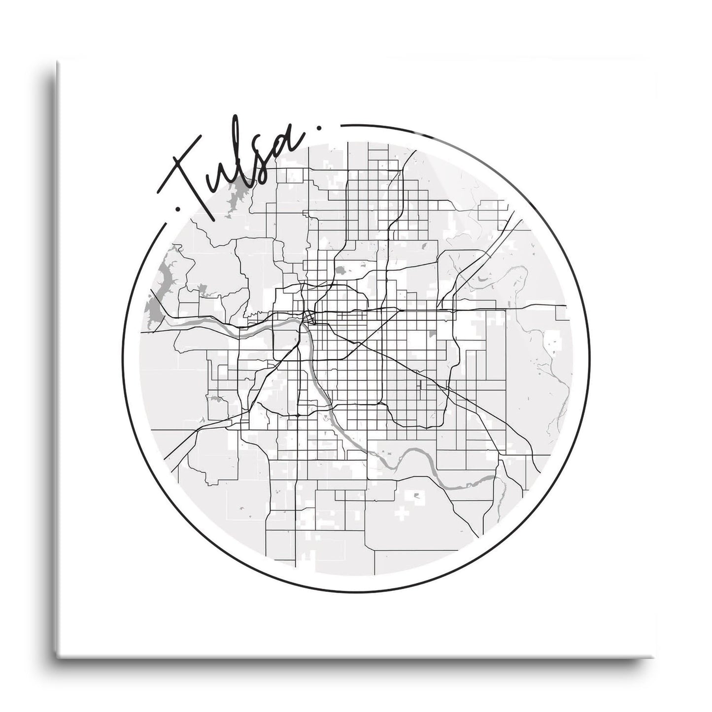 Modern Oklahoma Tulsa Circle Map | Hi-Def Glass Art | Eaches | Min 1