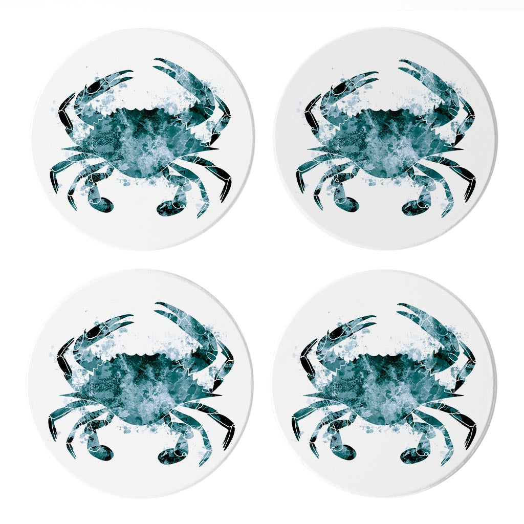 Blue White Water Color Blue Crab| Absorbent Coasters | Set of 4 | Min 2