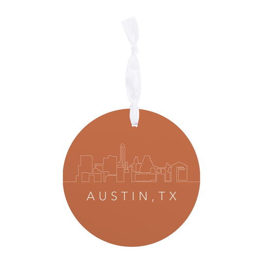 Modern Minimalist Texas Austin Skyline | Wood Ornament | Eaches | Min 6