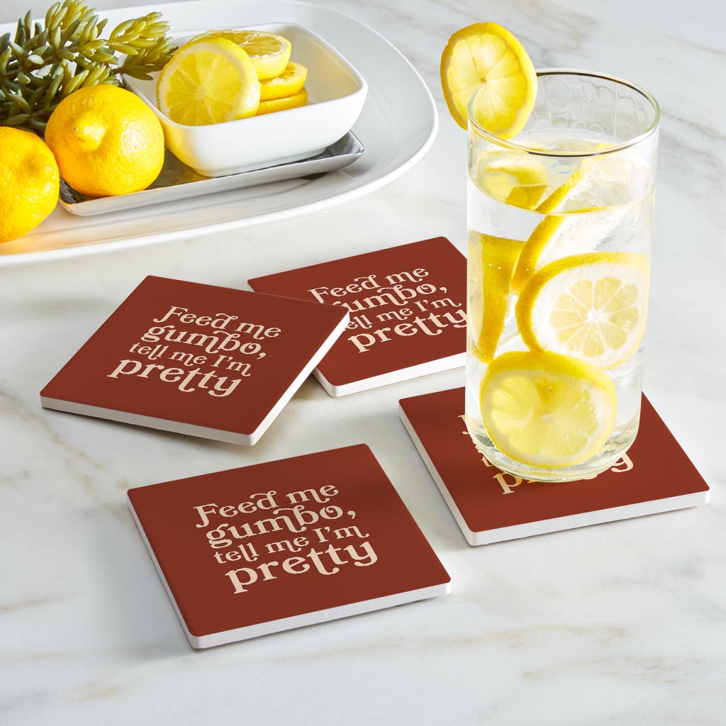 Modern Minimalist Louisiana Gumbo Saying | Absorbent Coasters | Set of 4 | Min 2