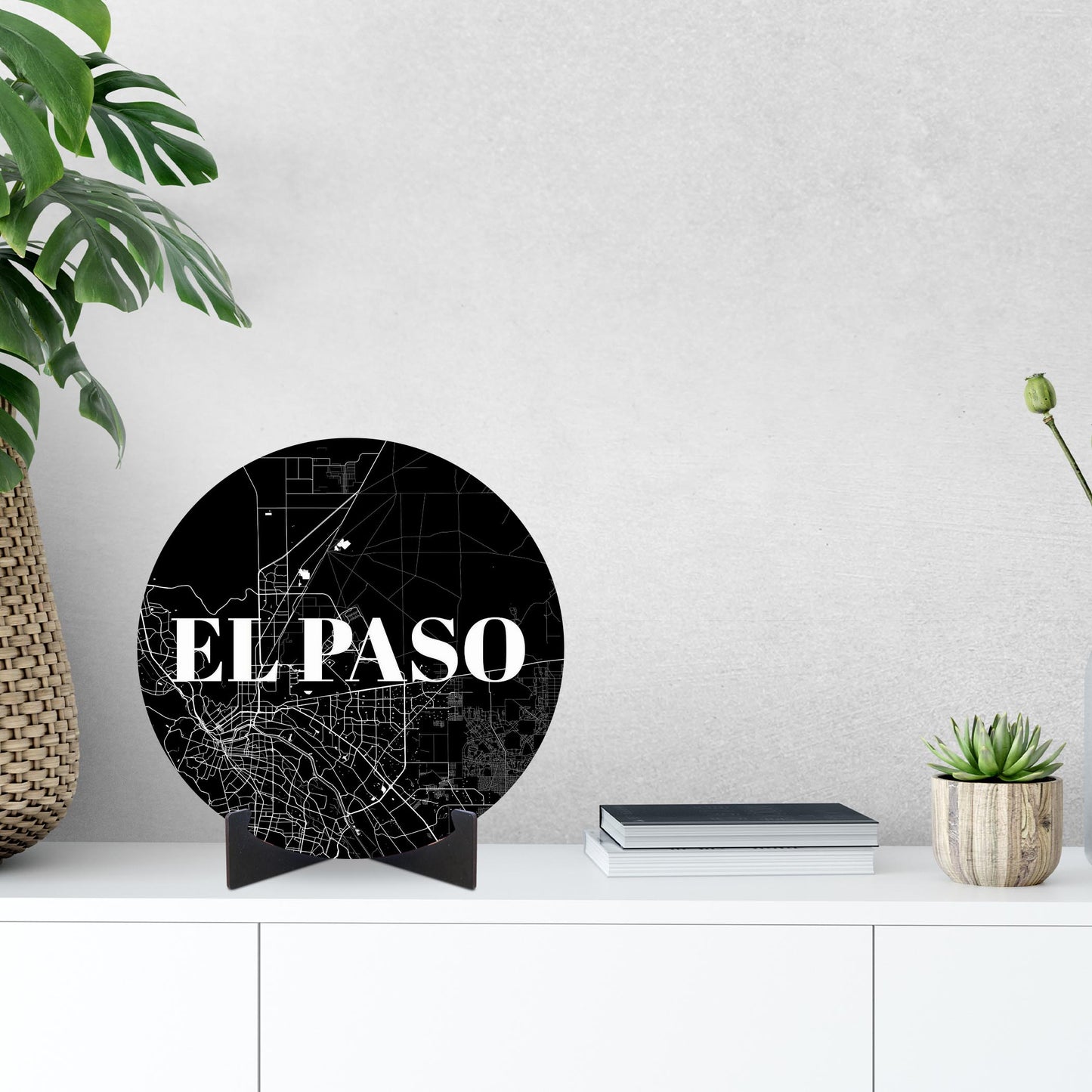 Minimalistic B&W Texas El Paso Map | Wood Sign | Eaches | Min 1