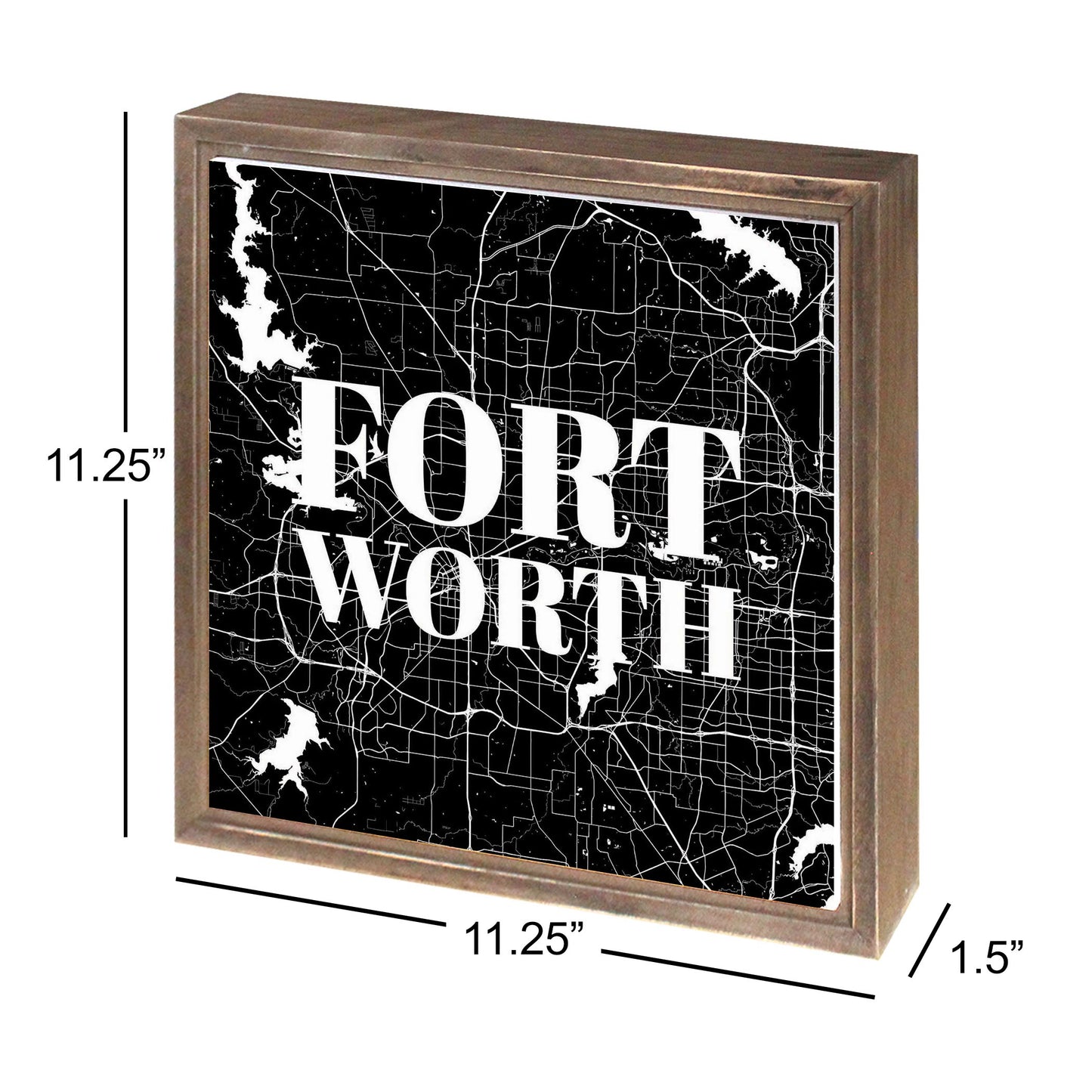 Minimalistic B&W Texas Fort Worth Map | Wood Sign | Eaches | Min 1