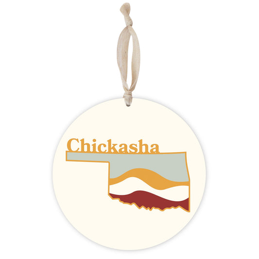 Modern Minimalist Oklahoma State Chickasha | Wood Ornament | Eaches | Min 1