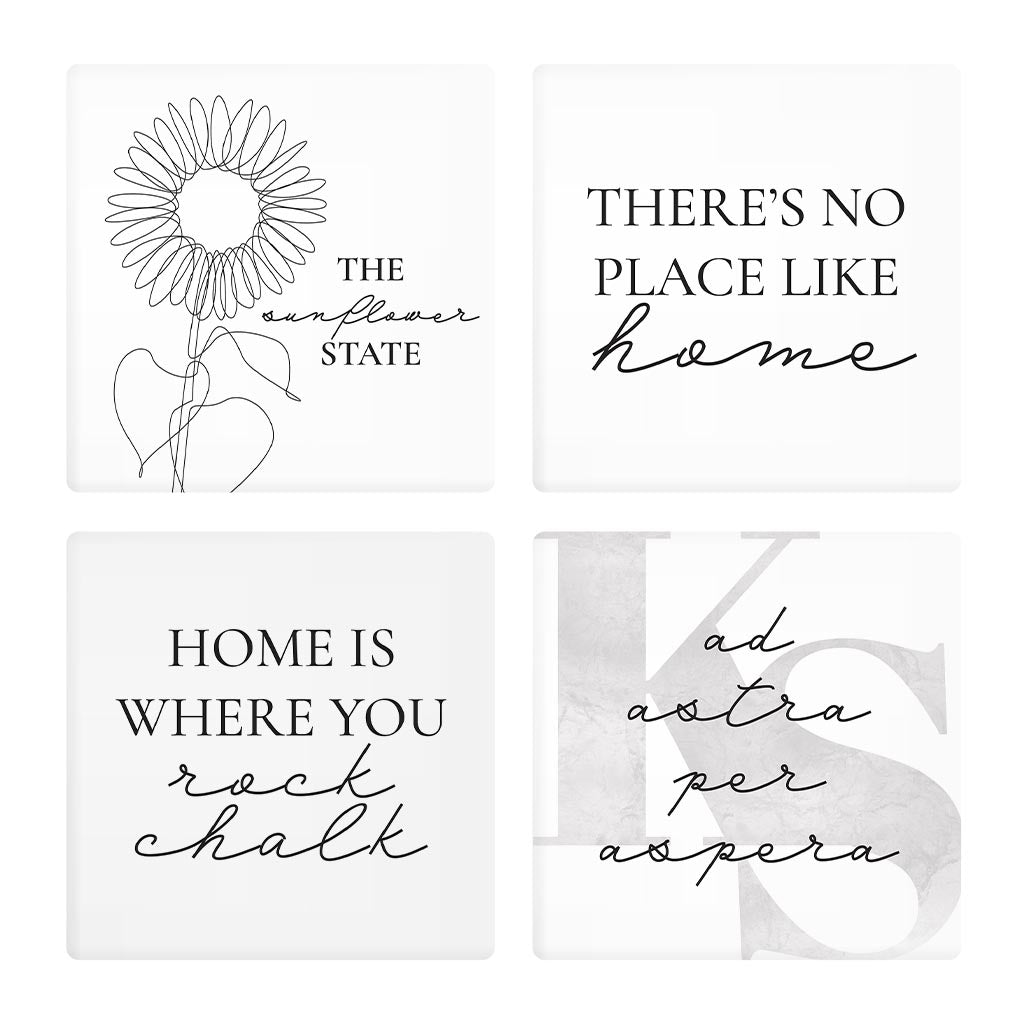 Minimalist B&W Kansas Quotes | Absorbent Coasters | Set of 4 | Min 2