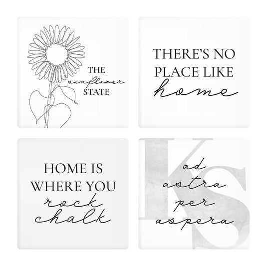 Minimalist B&W Kansas Quotes | Absorbent Coasters | Set of 4 | Min 2