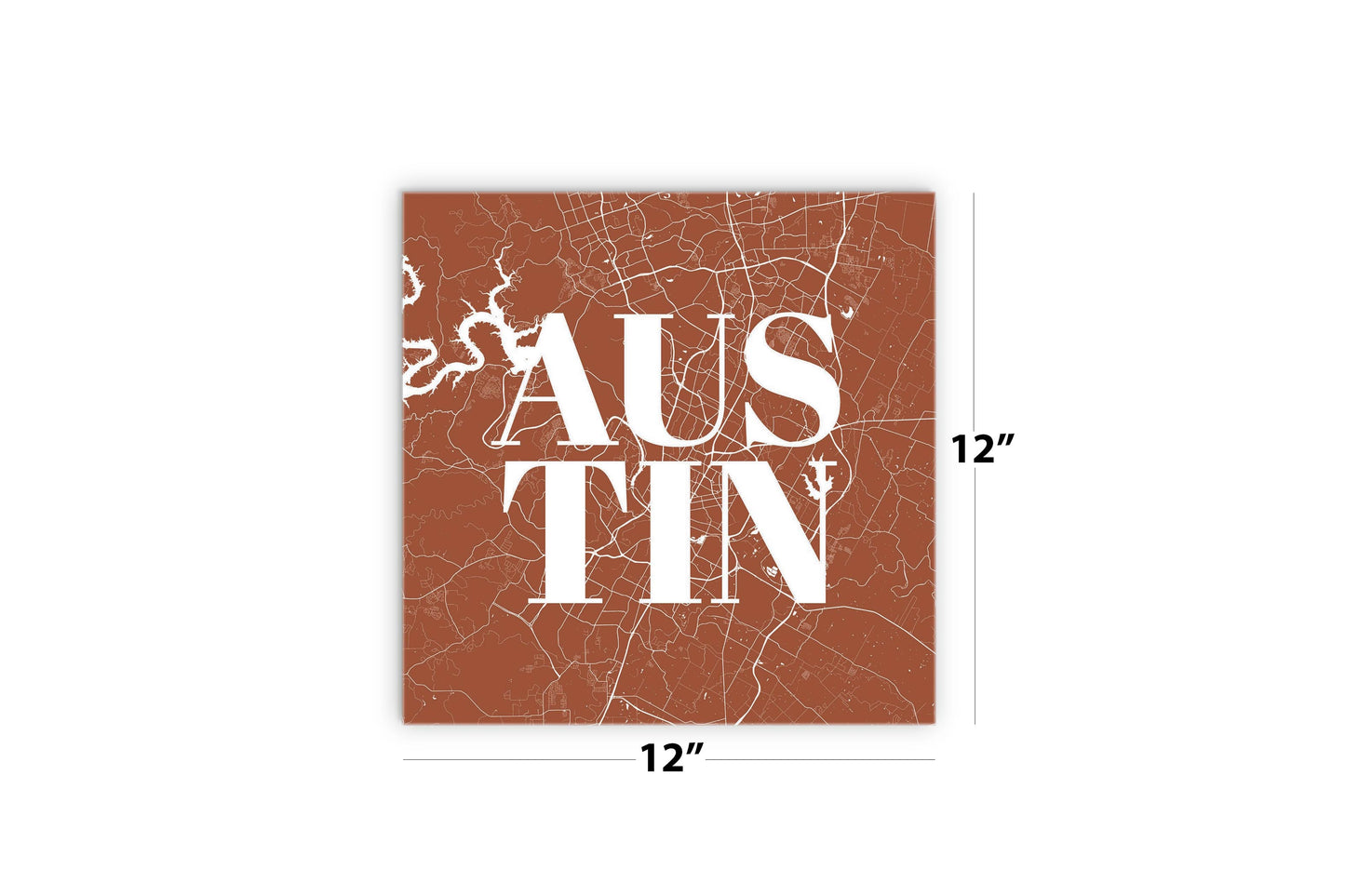 Modern Minimalist Texas Austin Map | Wood Sign | Eaches | Min 2