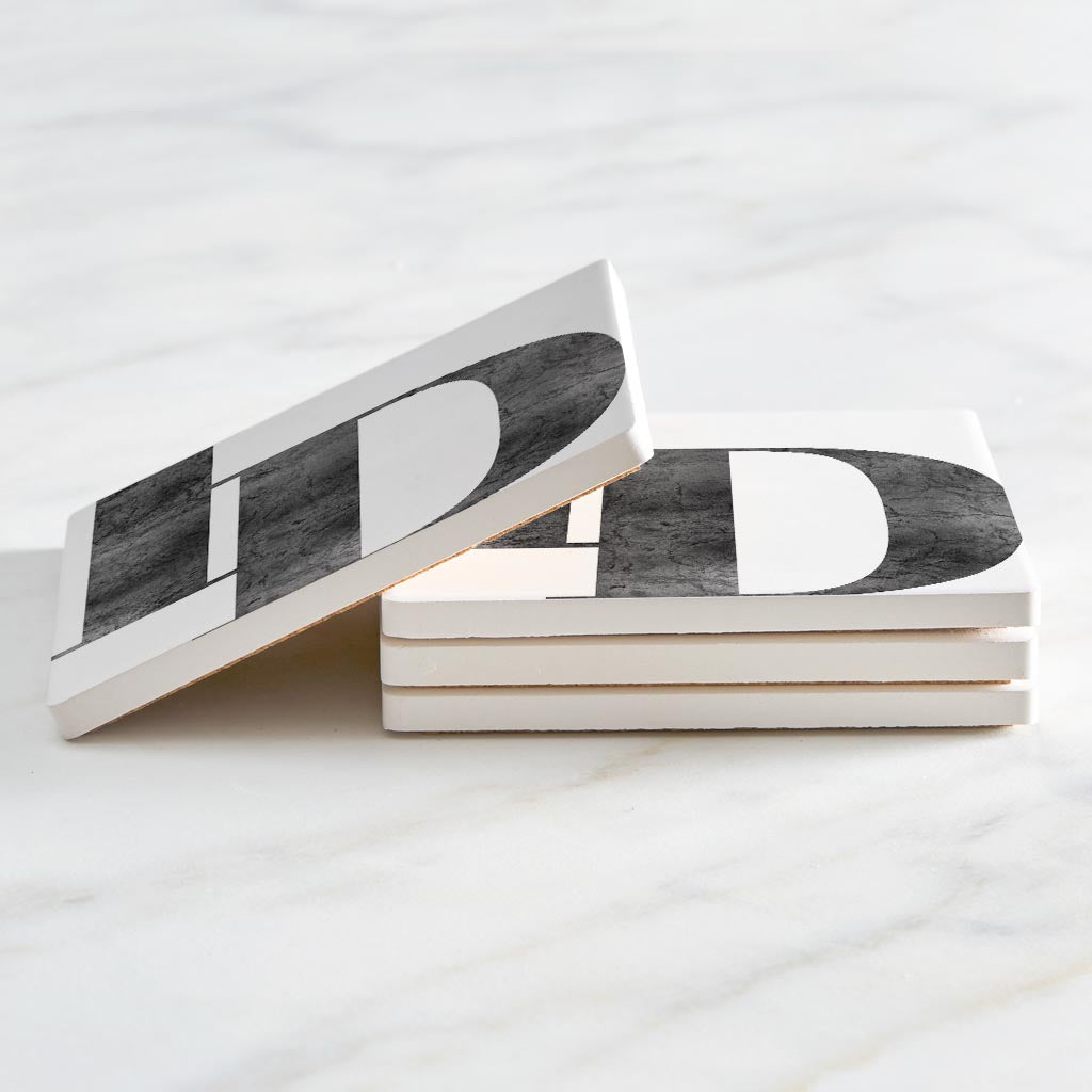 Minimalist B&W Idaho White Initials | Absorbent Coasters | Set of 4 | Min 2