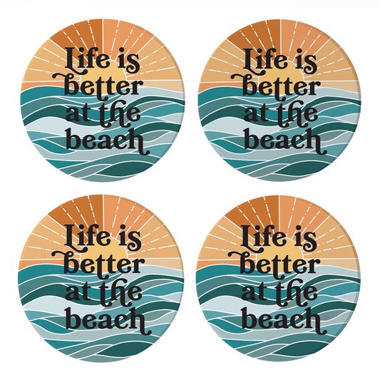 Life Is Better At The Beach| Absorbent Coasters | Set of 4 | Min 2