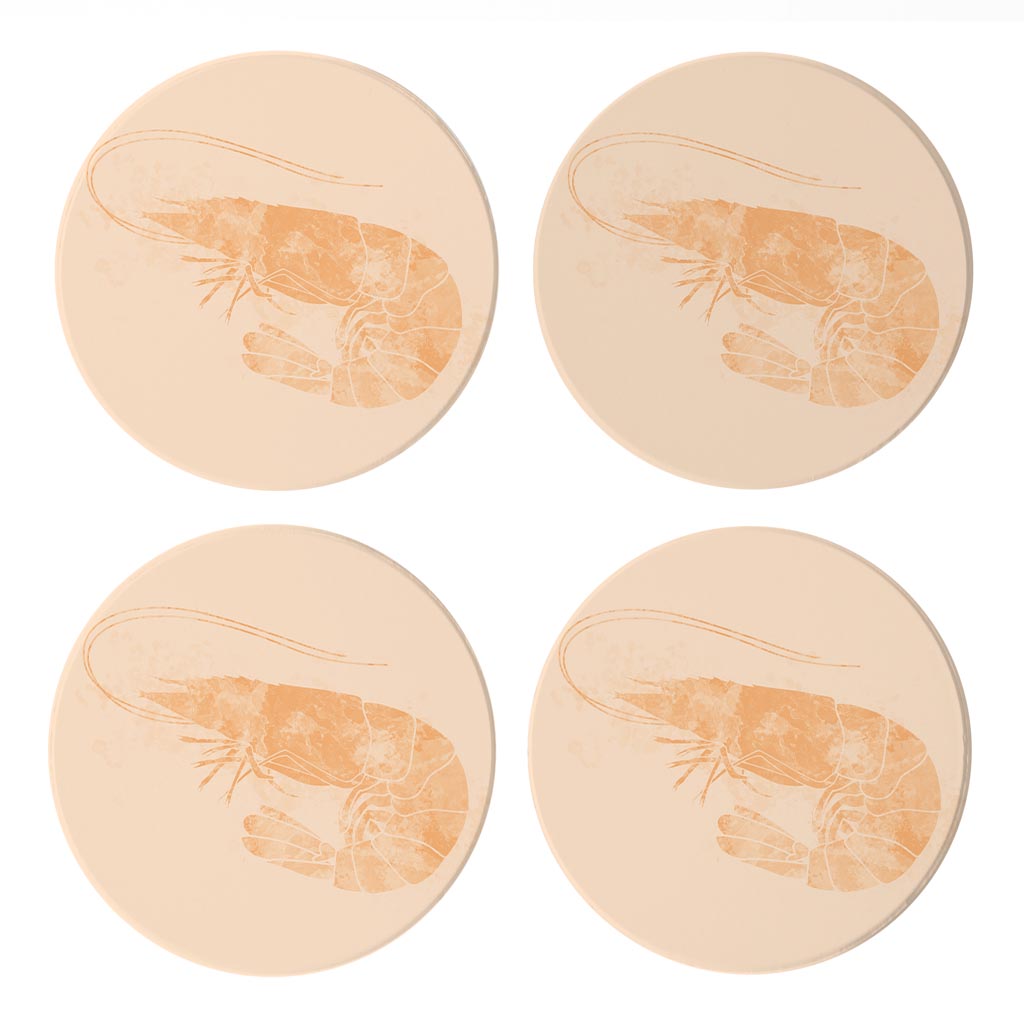 Louisiana Colorful Water Color Shrimp | Absorbent Coasters | Set of 4 | Min 2