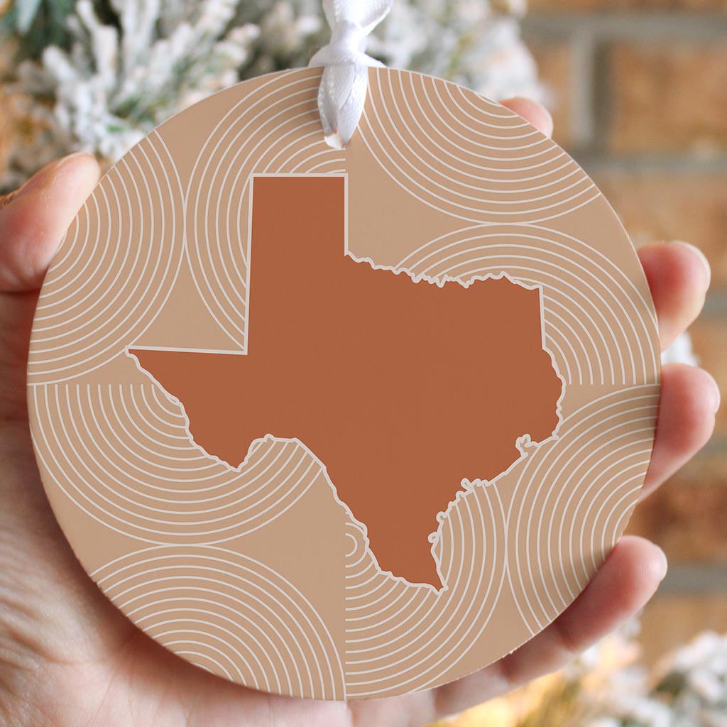 Modern Minimalist Texas State Shape With Pattern | Wood Ornament | Eaches | Min 6