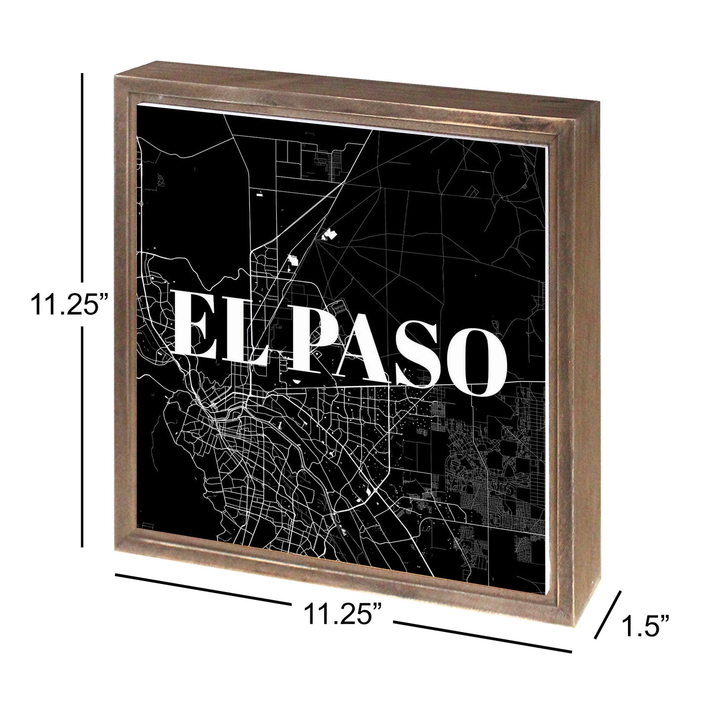 Minimalistic B&W Texas El Paso Map | Wood Sign | Eaches | Min 1