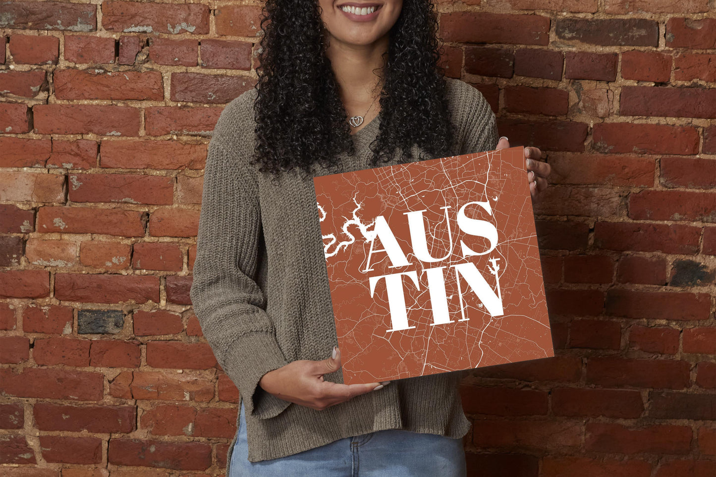 Modern Minimalist Texas Austin Map | Wood Sign | Eaches | Min 2