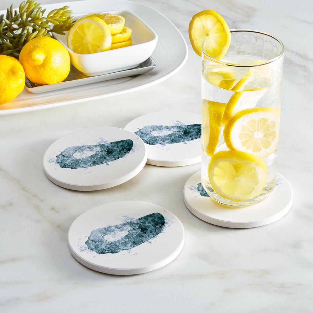 Blue White Water Color Oyster | Absorbent Coasters | Set of 4 | Min 2