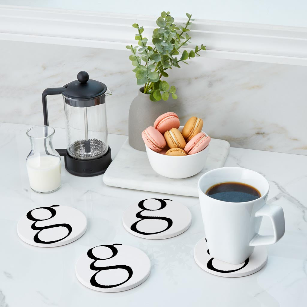 Minimalist Monogram G Circle | Absorbent Coasters | Set of 4 | Min 2