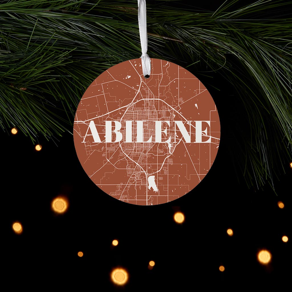 Modern Minimalist Texas Abilene Map | Wood Ornament | Eaches | Min 6