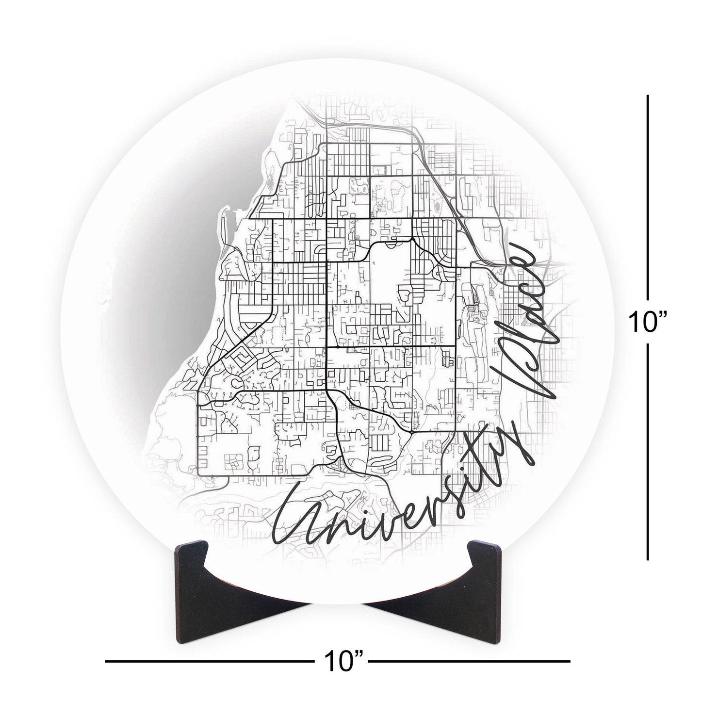 Minimalistic B&W Washington University Place Circle Map | Wood Sign | Eaches | Min 1