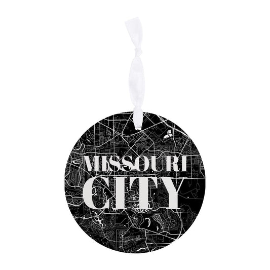 Minimalistic B&W Texas Missouri City Map | Wood Ornament | Eaches | Min 6