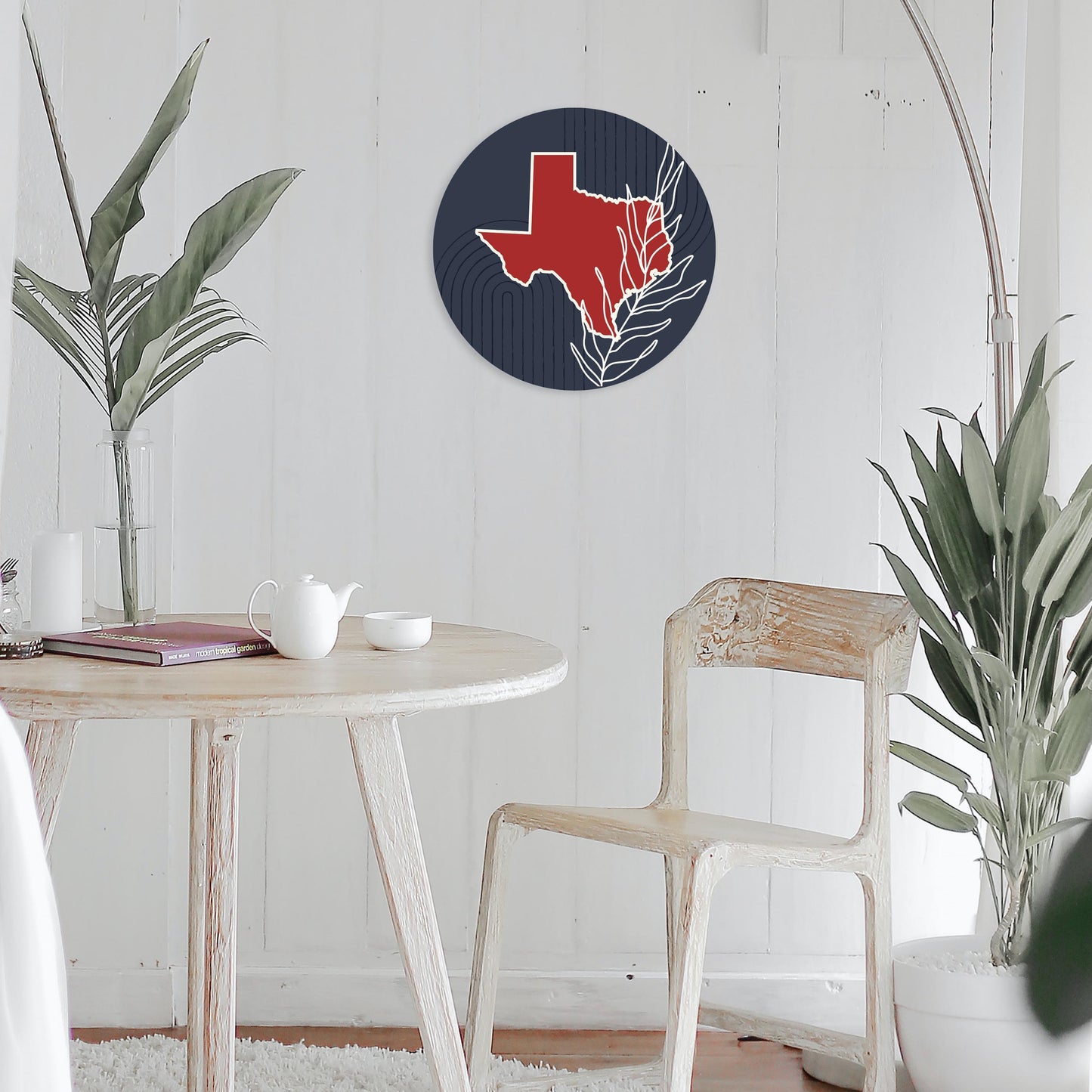 Modern Minimalist Texas Colors Shape Leaf | Wood Sign | Eaches | Min 1