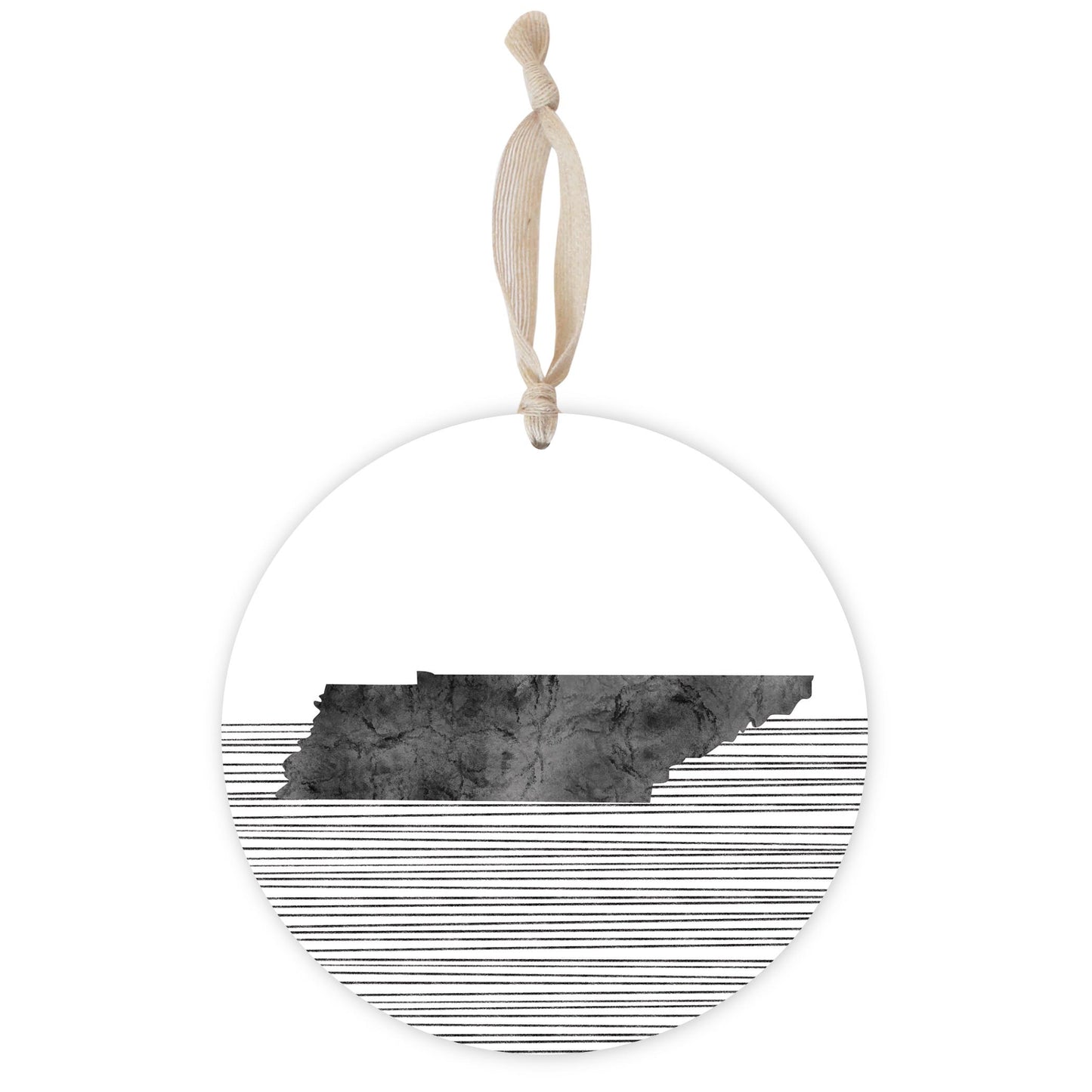 Minimalist B&W Tennessee State With Straight Lines| Wood Ornament | Eaches | Min 1