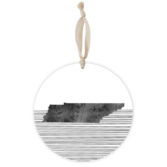 Minimalist B&W Tennessee State With Straight Lines| Wood Ornament | Eaches | Min 1