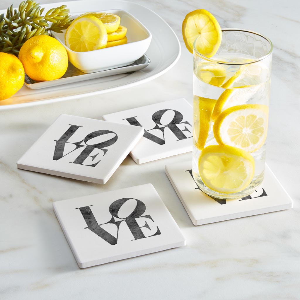 Minimalistic B&W Pennsylvania Love Light | Absorbent Coasters | Set of 4 | Min 2