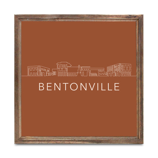 Modern Minimalist Arkansas Bentonville Skyline | Wood Sign | Eaches | Min 1