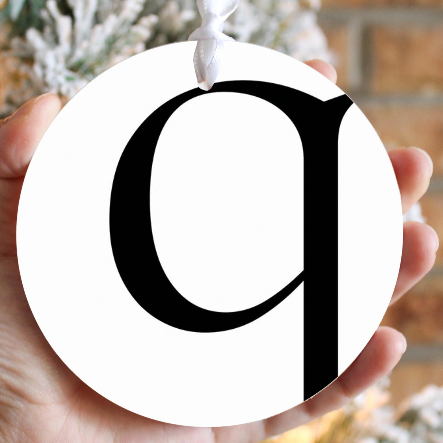 Minimalist Monogram Q Circle| Wood Ornament | Eaches | Min 6