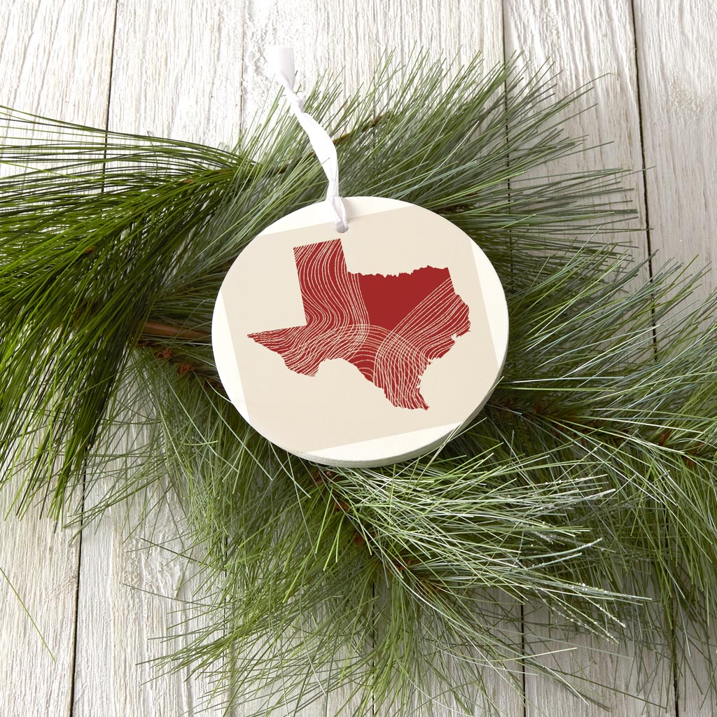 Modern Minimalist Texas Fluid Line State Shape | Wood Ornament | Eaches | Min 6